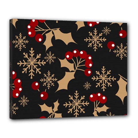 Christmas-pattern-with-snowflakes-berries Canvas 20  X 16  (stretched) by Grandong