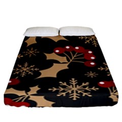 Christmas-pattern-with-snowflakes-berries Fitted Sheet (king Size) by Grandong