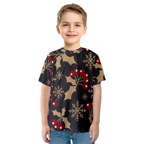 Christmas-pattern-with-snowflakes-berries Kids  Sport Mesh T-shirt by Grandong