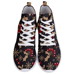 Christmas-pattern-with-snowflakes-berries Men s Lightweight High Top Sneakers by Grandong