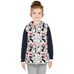 Cute Christmas Seamless Pattern Vector Kids  Hooded Puffer Vest