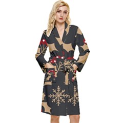 Christmas-pattern-with-snowflakes-berries Long Sleeve Velvet Robe by Grandong