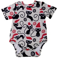 Cute Christmas Seamless Pattern Vector Baby Short Sleeve Bodysuit by Grandong