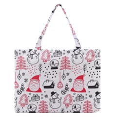 Christmas-themed-seamless-pattern Zipper Medium Tote Bag by Grandong