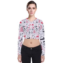 Christmas-themed-seamless-pattern Long Sleeve Zip Up Bomber Jacket