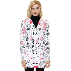 Christmas-themed-seamless-pattern Button Up Hooded Coat  by Grandong