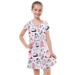 Christmas-themed-seamless-pattern Kids  Cross Web Dress by Grandong