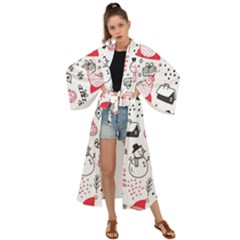 Christmas-themed-seamless-pattern Maxi Kimono by Grandong