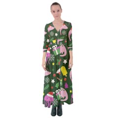 Colorful-funny-christmas-pattern   --- Button Up Maxi Dress by Grandong