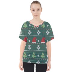 Beautiful-knitted-christmas-pattern -- V-neck Dolman Drape Top by Grandong