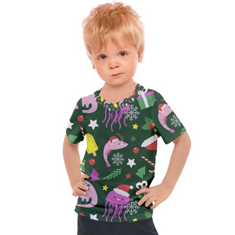 Colorful-funny-christmas-pattern   --- Kids  Sports T-shirt by Grandong