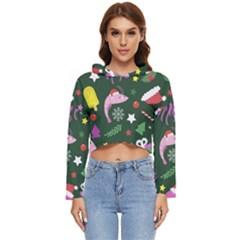 Colorful-funny-christmas-pattern   --- Women s Lightweight Cropped Hoodie by Grandong