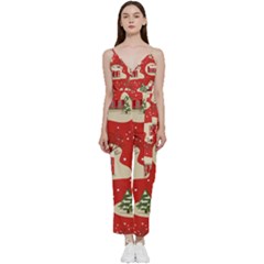Christmas-new-year-seamless-pattern V-neck Camisole Jumpsuit by Grandong