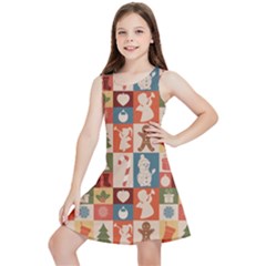 Cute Christmas Seamless Pattern Vector  - Kids  Lightweight Sleeveless Dress by Grandong