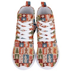 Cute Christmas Seamless Pattern Vector  - Women s Lightweight High Top Sneakers