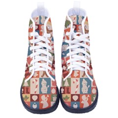 Cute Christmas Seamless Pattern Vector  - Women s High-top Canvas Sneakers by Grandong