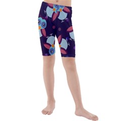 Owl-pattern-background Kids  Mid Length Swim Shorts by Grandong