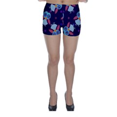 Owl-pattern-background Skinny Shorts by Grandong