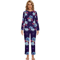 Owl-pattern-background Womens  Long Sleeve Lightweight Pajamas Set