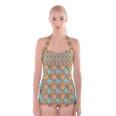 Owl Dreamcatcher Boyleg Halter Swimsuit  by Grandong