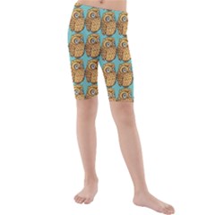 Owl-stars-pattern-background Kids  Mid Length Swim Shorts by Grandong