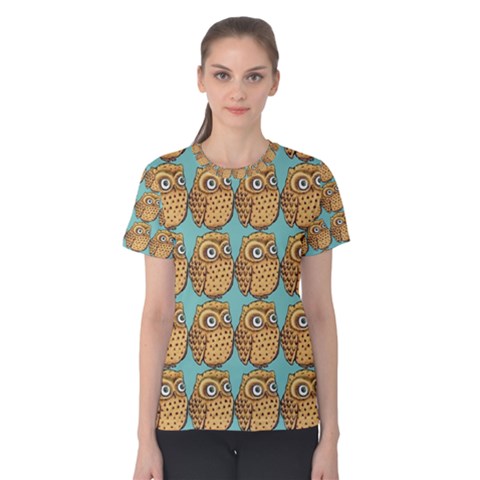 Owl-stars-pattern-background Women s Cotton T-shirt by Grandong