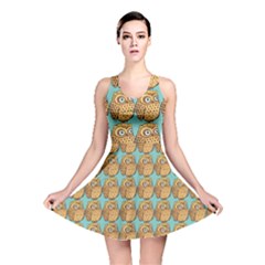 Owl-stars-pattern-background Reversible Skater Dress