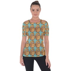 Owl Dreamcatcher Shoulder Cut Out Short Sleeve Top by Grandong