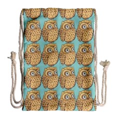 Owl-stars-pattern-background Drawstring Bag (large) by Grandong