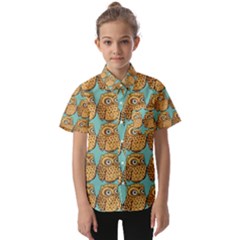 Owl-stars-pattern-background Kids  Short Sleeve Shirt by Grandong