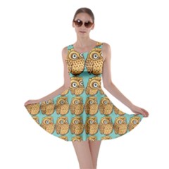 Owl-pattern-background Skater Dress by Grandong