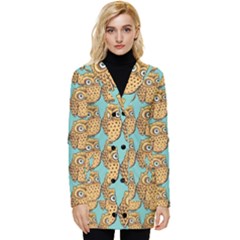 Seamless Cute Colourfull Owl Kids Pattern Button Up Hooded Coat  by Grandong