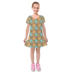Seamless Cute Colourfull Owl Kids Pattern Kids  Short Sleeve Velvet Dress by Grandong