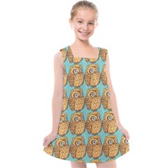 Owl-stars-pattern-background Kids  Cross Back Dress by Grandong