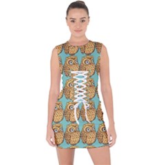 Owl-stars-pattern-background Lace Up Front Bodycon Dress by Grandong