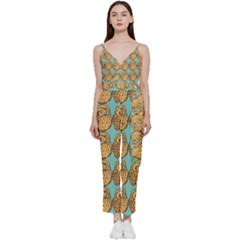 Owl-stars-pattern-background V-neck Camisole Jumpsuit by Grandong