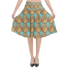 Owl Bird Cartoon Flared Midi Skirt by Grandong