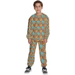Owl-stars-pattern-background Kids  Sweatshirt Set