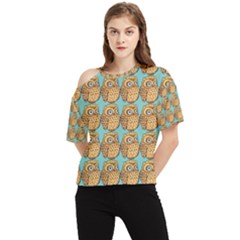 Owl-pattern-background One Shoulder Cut Out T-shirt by Grandong