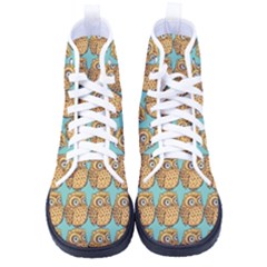 Seamless Cute Colourfull Owl Kids Pattern Women s High-top Canvas Sneakers by Grandong