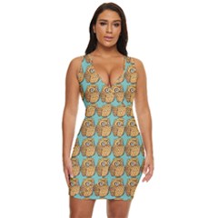 Owl-pattern-background Draped Bodycon Dress by Grandong