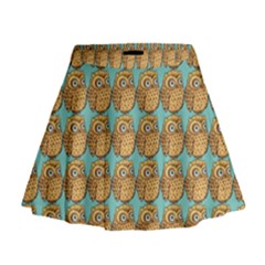 Owl Bird Pattern Mini Flare Skirt by Grandong