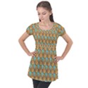 Owl Bird Pattern Puff Sleeve Tunic Top View1