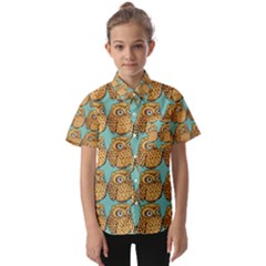 Owl Bird Pattern Kids  Short Sleeve Shirt by Grandong