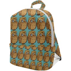 Owl Bird Pattern Zip Up Backpack by Grandong