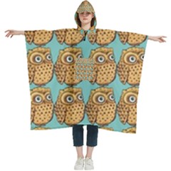 Owl Bird Pattern Women s Hooded Rain Ponchos by Grandong