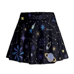 Starry Night  Space Constellations  Stars  Galaxy  Universe Graphic  Illustration Mini Flare Skirt by Grandong
