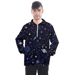 Starry Night  Space Constellations  Stars  Galaxy  Universe Graphic  Illustration Men s Half Zip Pullover by Grandong