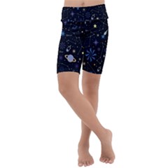 Starry Night  Space Constellations  Stars  Galaxy  Universe Graphic  Illustration Kids  Lightweight Velour Cropped Yoga Leggings by Grandong