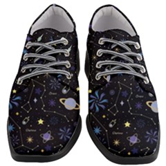 Starry Night  Space Constellations  Stars  Galaxy  Universe Graphic  Illustration Women Heeled Oxford Shoes by Grandong